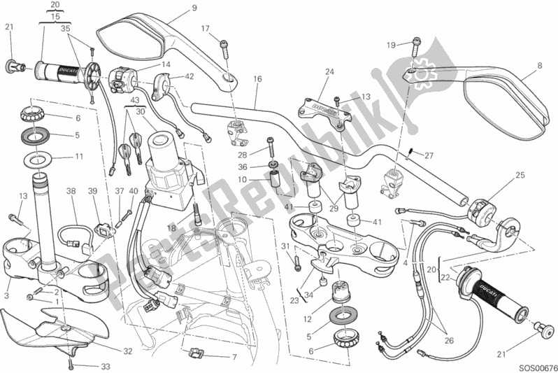 Tutte le parti per il Manubrio del Ducati Multistrada 1200 S GT 2013
